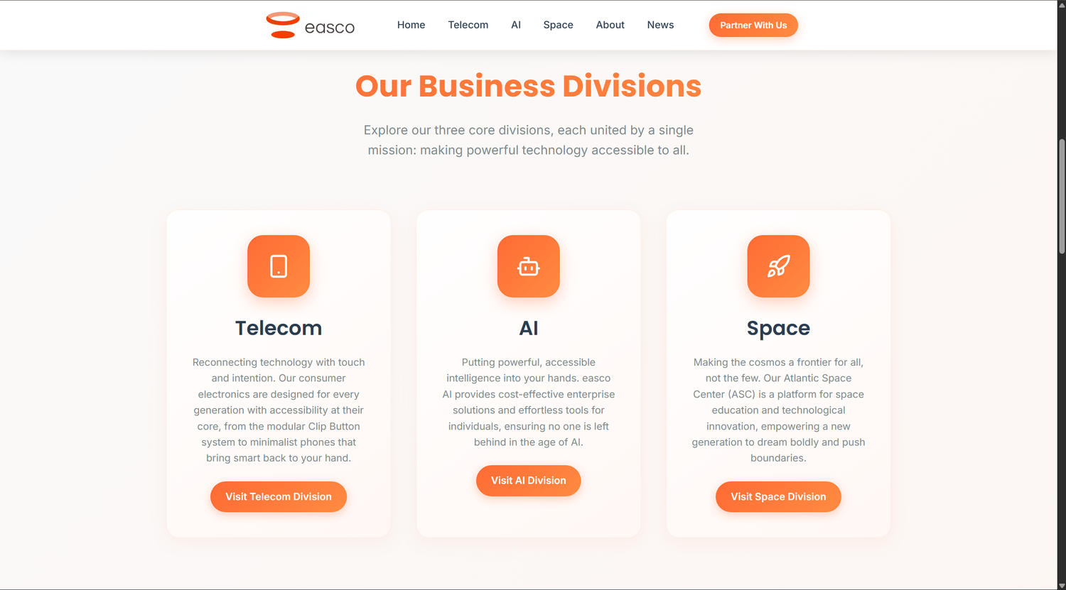 Easco group website preview 2